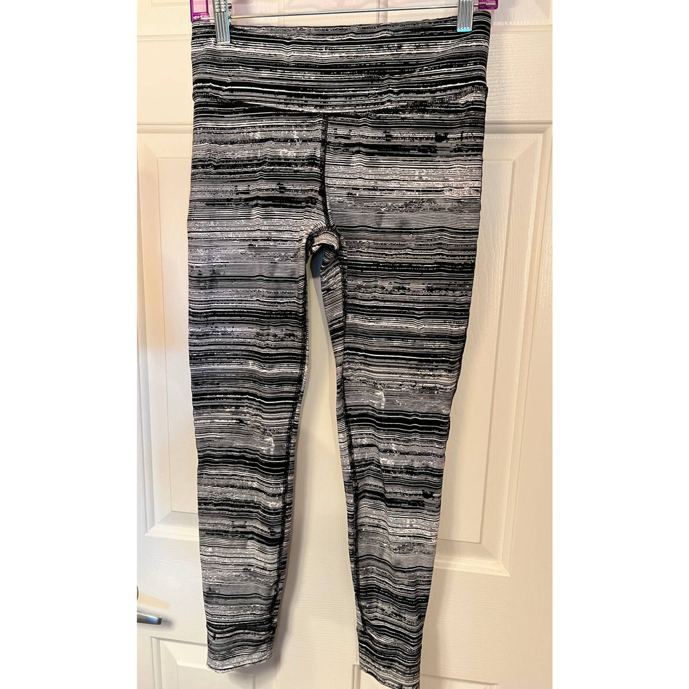 Reebok Speedwick Workout Leggings Black White Size M